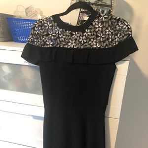 Incredibly beautiful black dress with floral cutout appliqué design